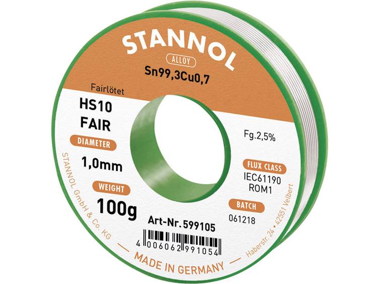 Stannol Soldeertin Spoel Sn99.3Cu0.7 100 g 1.0 mm