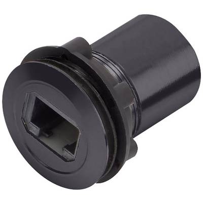 Zwart, cilindrisch onderdeel met zeshoekige opening, waarschijnlijk een adapter of steekdop. Geschikt voor gereedschapsgebruik.
