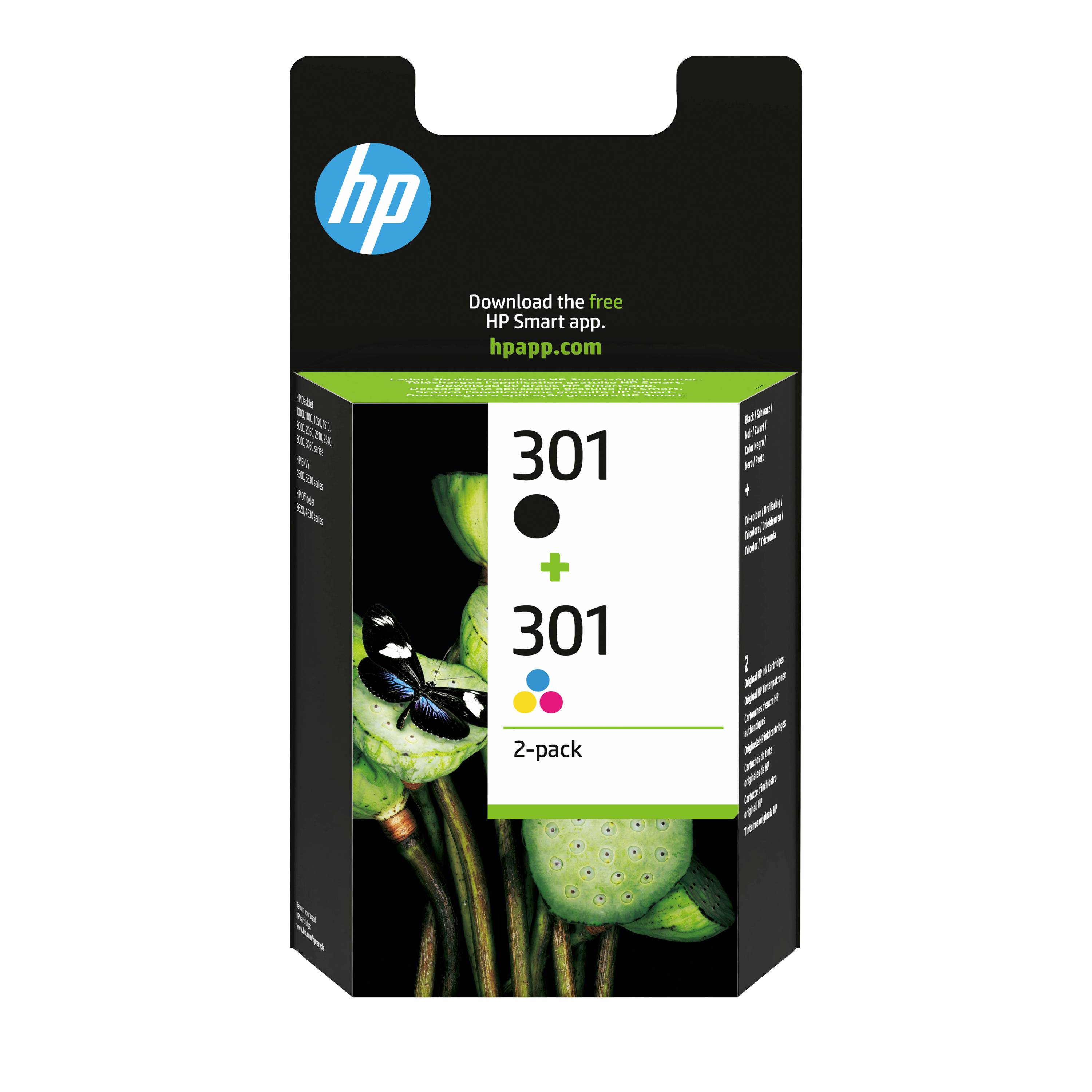 HP 301 Inktcartridge Combipack Origineel Zwart, Cyaan, Magenta, Geel N9J72AE Inkt