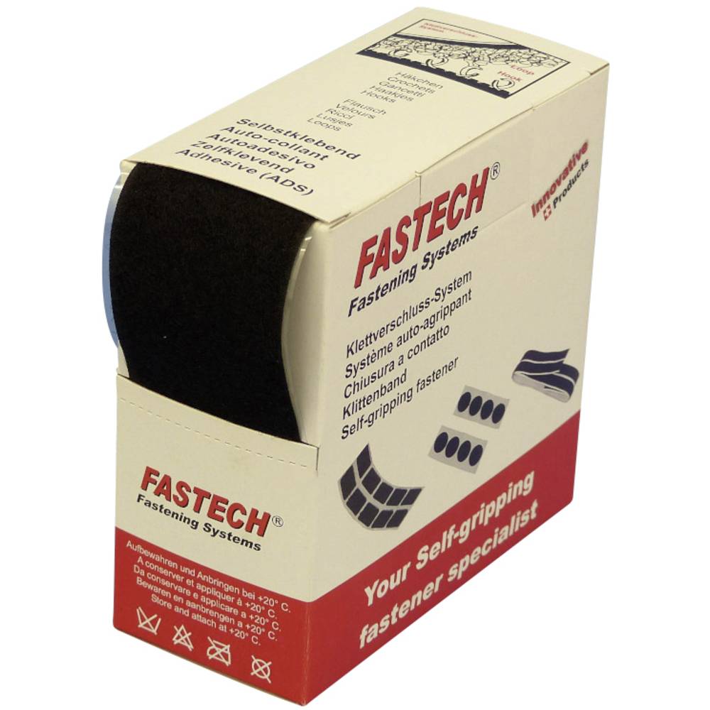 FASTECH® B50-SK-L-999905 Klittenband Om vast te plakken Hotmelt Lusdeel (l x b) 5 m x 50 mm Zwart 5 m