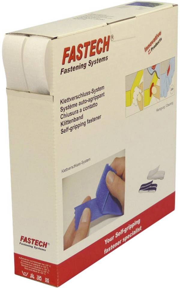 FASTECH® B25-STD000010 Klittenband Om op te naaien Haak- en lusdeel (l x b) 10 m x 25 mm Wit 10 m
