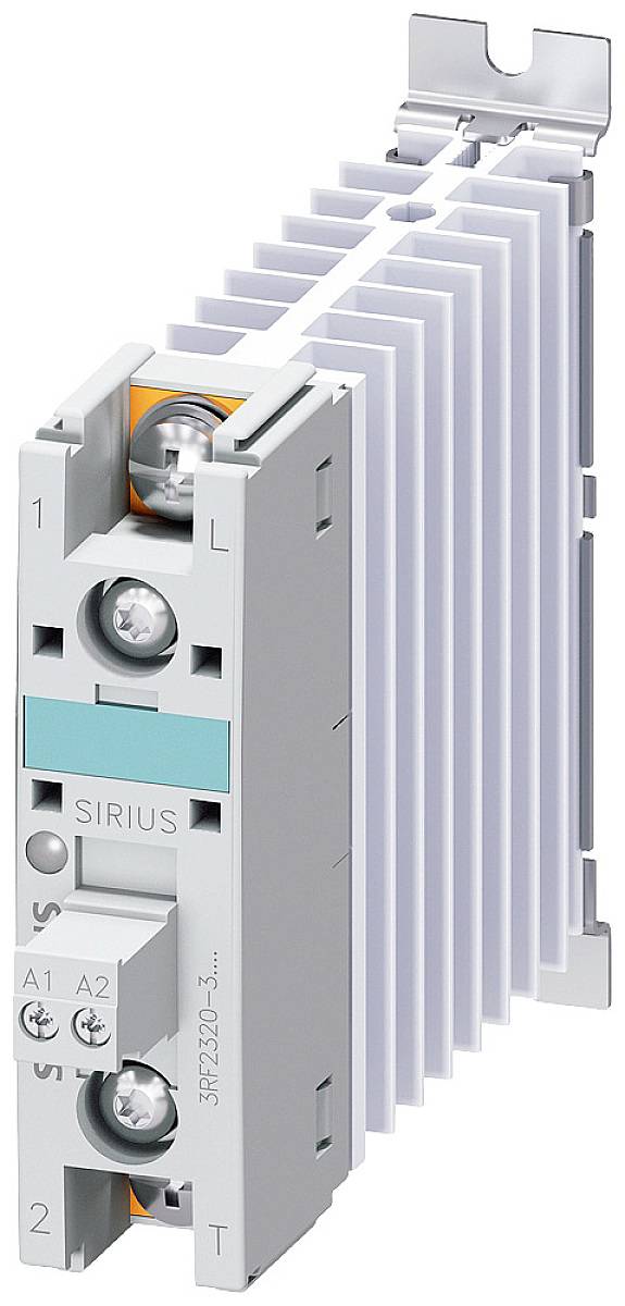 Elektrisch relais met koelribben, zijdelings gemonteerd, voor industriële besturingstoepassingen.