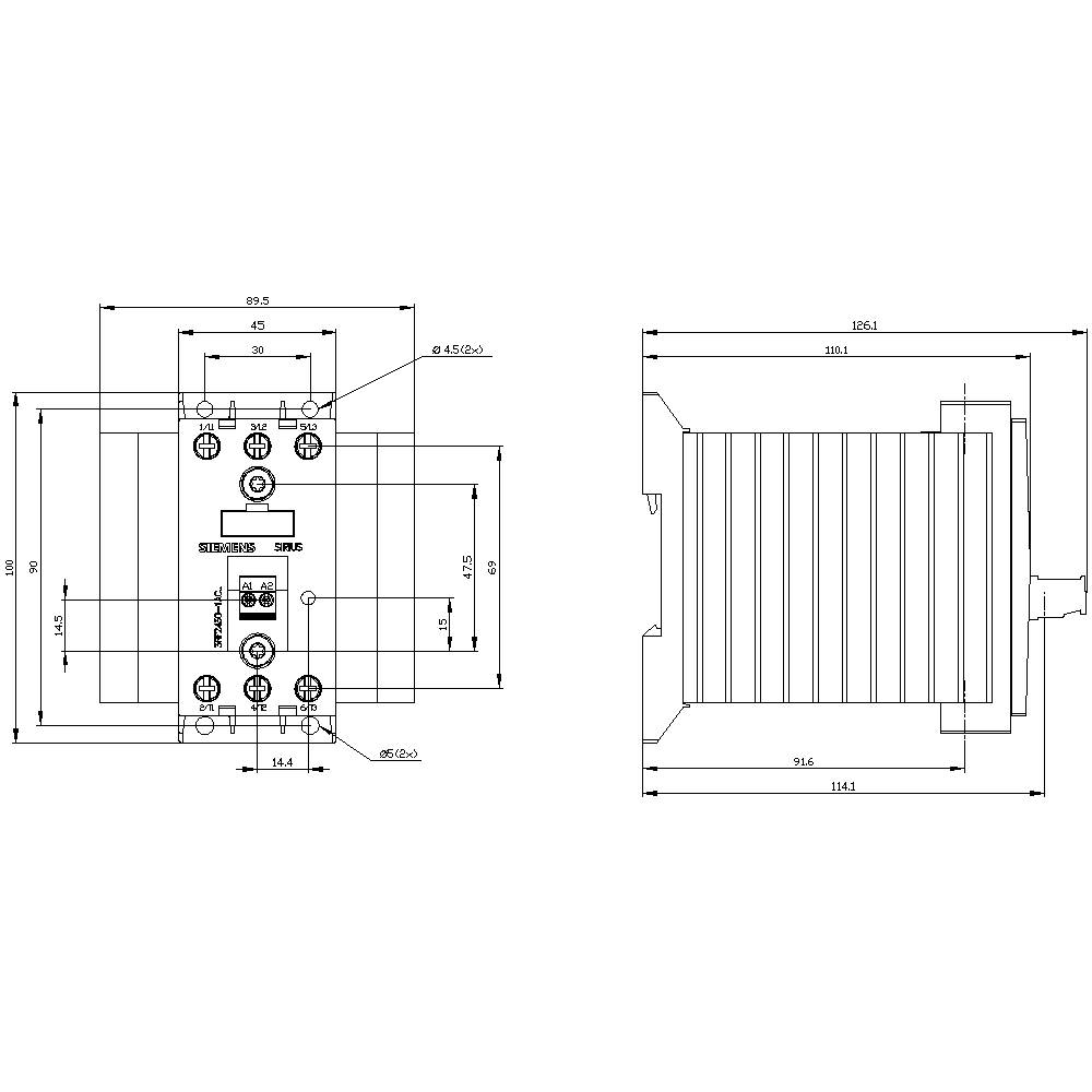 Technische tekening van een rechthoekig onderdeel met nauwkeurige afmetingen in millimeters. De tekening toont voor- en zijaanzicht.