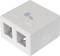 Dubbele RJ45-inbouwdoos-adapter, wit, met twee Ethernet-aansluitingen. Geschikt voor netwerkverbindingen in kantooromgevingen.