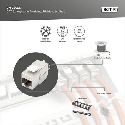 Digitus DN-93615 RJ45-inbouwmodule Keystone CAT 6A 1 stuk(s)-12