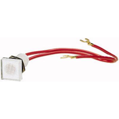 Rood kabel met twee vorkaansluitingen en een witte vierkante stekker, mogelijk voor elektrische verbindingen.