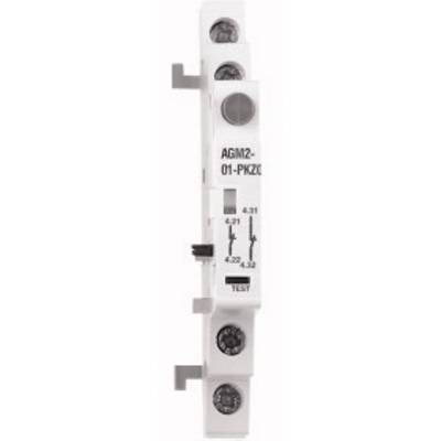 Witte elektronische component met opschriften 'AGM2-01-PIC20', meerdere aansluitingen en een schakelaar in het midden.
