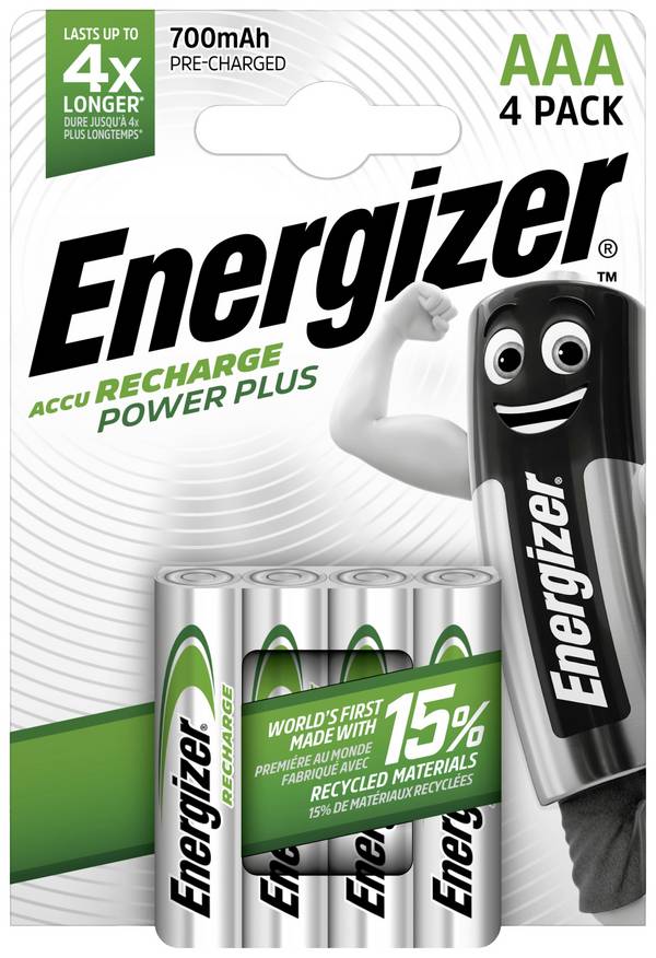 Energizer Power Plus HR03 Oplaadbare AAA batterij (potlood) NiMH 700 mAh 1.2 V 4 stuk(s)