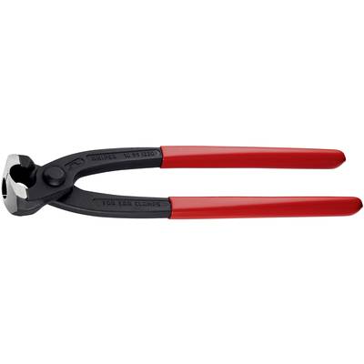 Oorslangklem met rode handgreep, gebruikt voor het bevestigen en losmaken van slangklemmen op slangen en andere verbindingen.