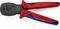 Krimptang voor draadverbindingen, rood-blauw, modelnummer 'Knipex 97 52 36', geschikt voor AWG 24-16.