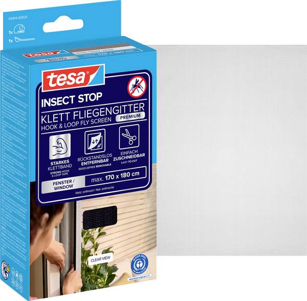 tesa COMFORT 55914-00021-00 Vliegenhor  (b x h) 1800 mm x 1700 mm Antraciet 1 stuk(s)