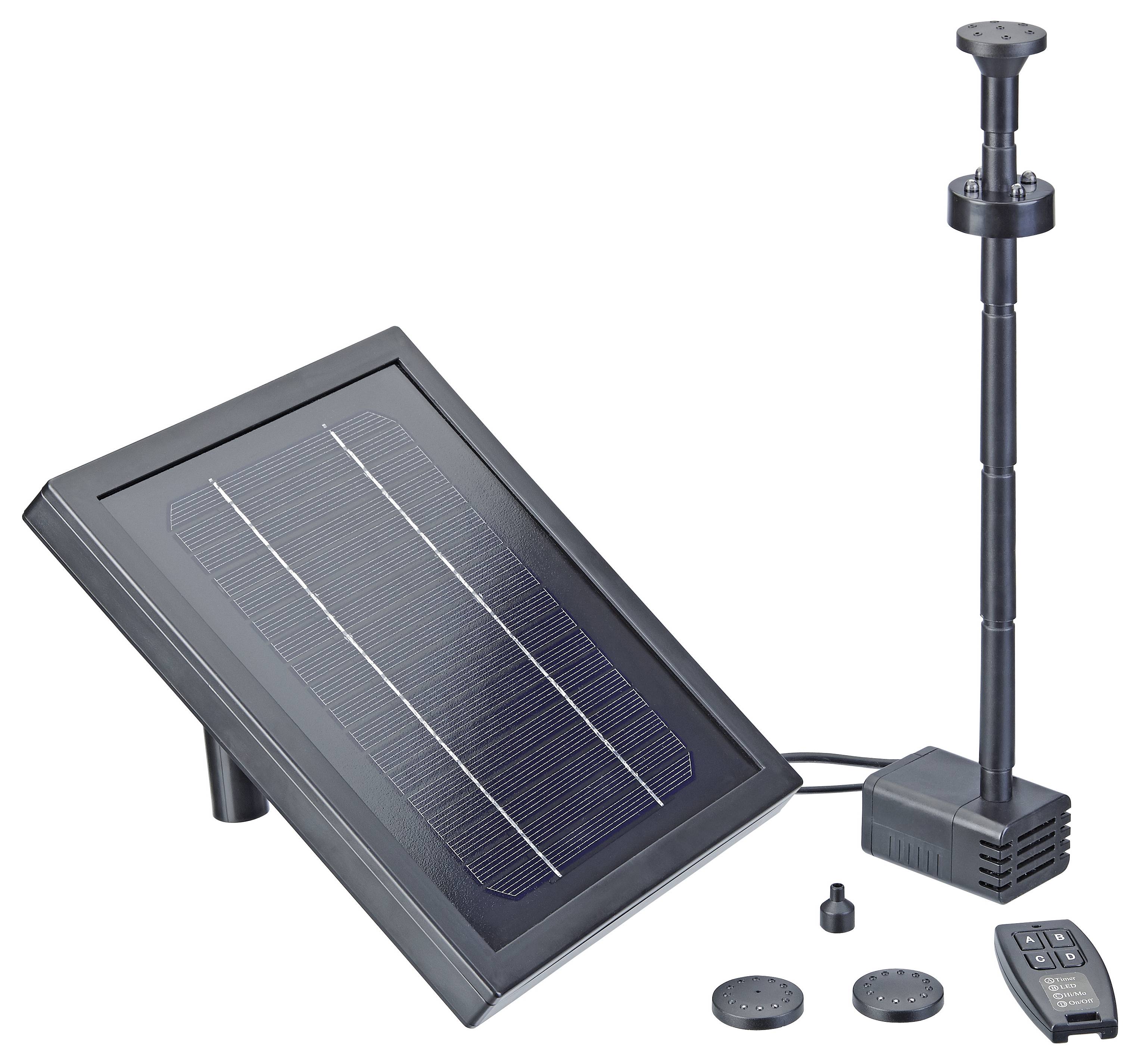 'Zonne-energie waterpomp set met zonnepaneel, pomp, slang, afstandsbediening en fonteintoebehoren, ontworpen voor buitenwaterpartijen.'