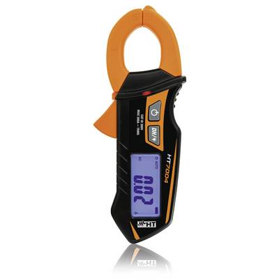 Oranje en zwart handgreep-spanklemometer met digitaal display met '0.02' en een aan-uitknop aan de voorkant.