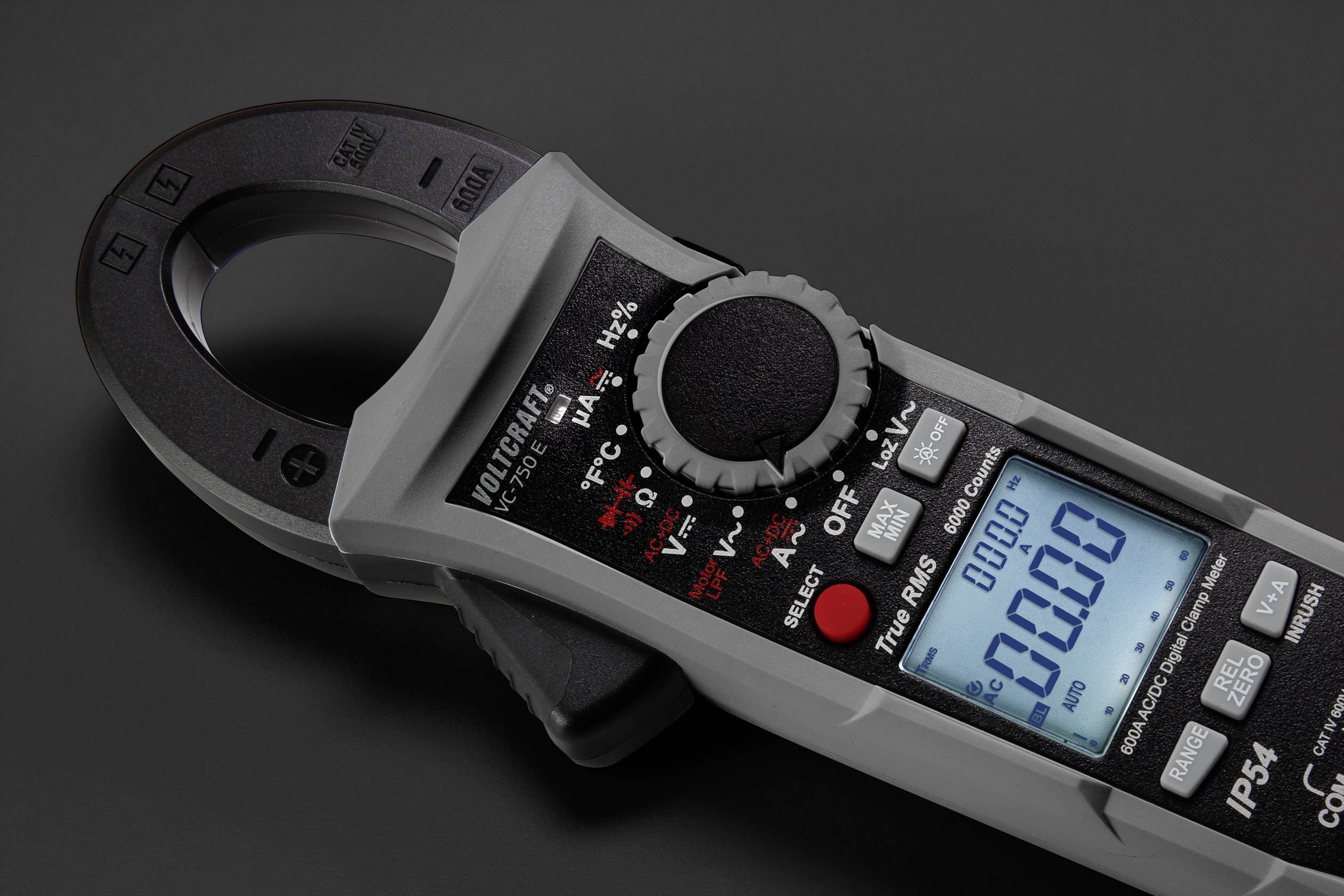 Digitaal multimeter met LCD-display toont '00.00'. Het apparaat heeft draaiknoppen en toetsen voor verschillende instellingen.