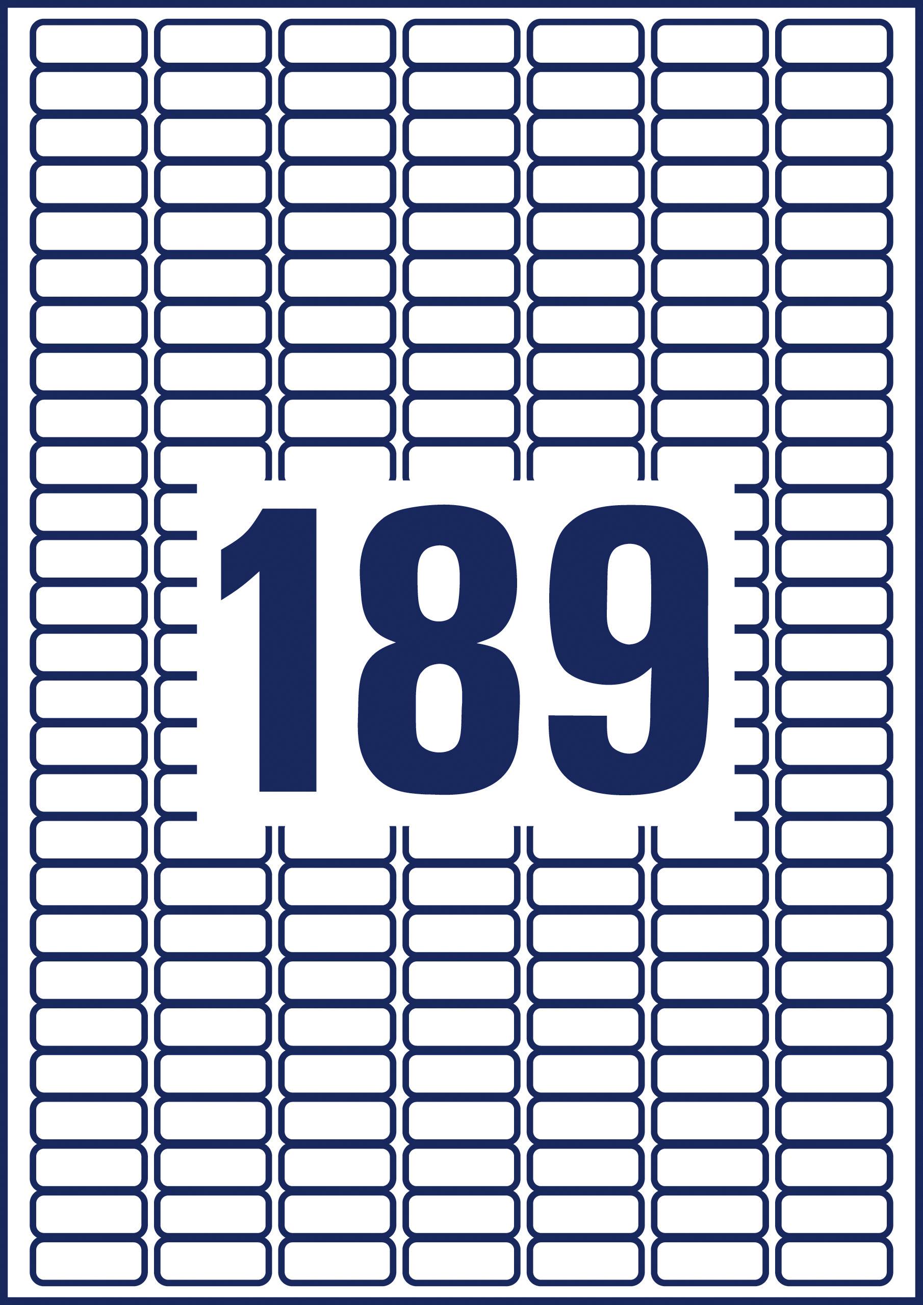 Het getal '189' staat groot in het midden van een rechthoekig veld, omgeven door meerdere uniforme, vierkante elementen.