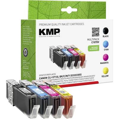 KMP Inktcartridge vervangt Canon CLI-571BK XL, CLI-571C XL, CLI-571M XL, CLI-571Y BL Compatibel Combipack Foto zwart, Cy