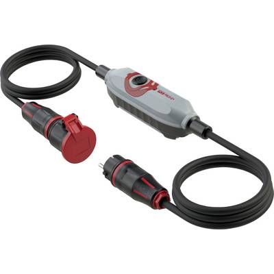 Elektronische bouwtechnische verlengsnoer met stopcontact en stekker, geschikt voor zware apparatuur, weersbestendig behuizing.