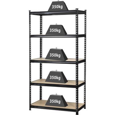 TOOLCRAFT 1530556 Stellingkast voor zware lasten 350 kg  Metaal, MDF Hout Antraciet/zwart