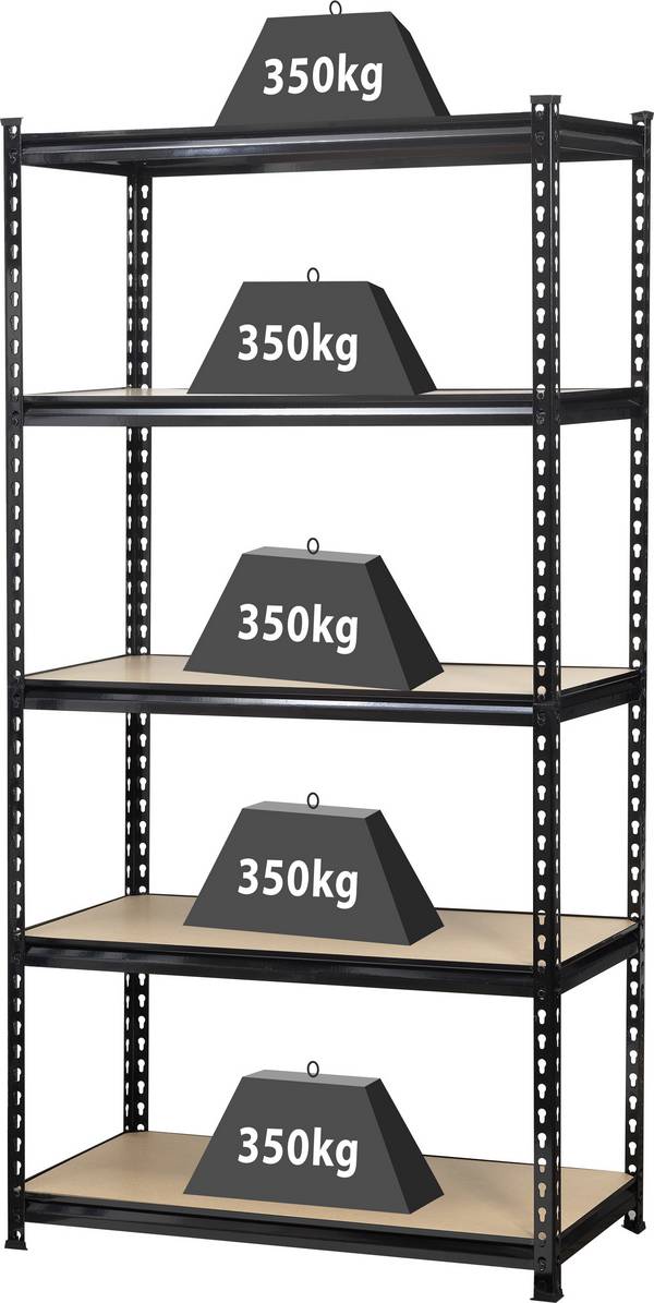 TOOLCRAFT 1530556 Stellingkast voor zware lasten 350 kg, zwart  Metaal, MDF Hout Antraciet/zwart
