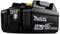 Accupack met capaciteitsindicator en opschrift 'Makita 5.0Ah 18V Lithium-Ion'.