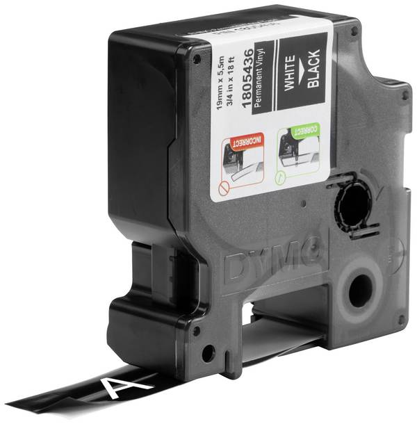 DYMO IND RHINO 1805436 Vinyl Tapekleur: Zwart Tekstkleur:Wit 19 mm 5.5 m