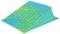 Een skateboard-ramp-element met een blauw-groen psychedelisch ontwerp en de tekst 'VAMPIRE XXL JUMP'.