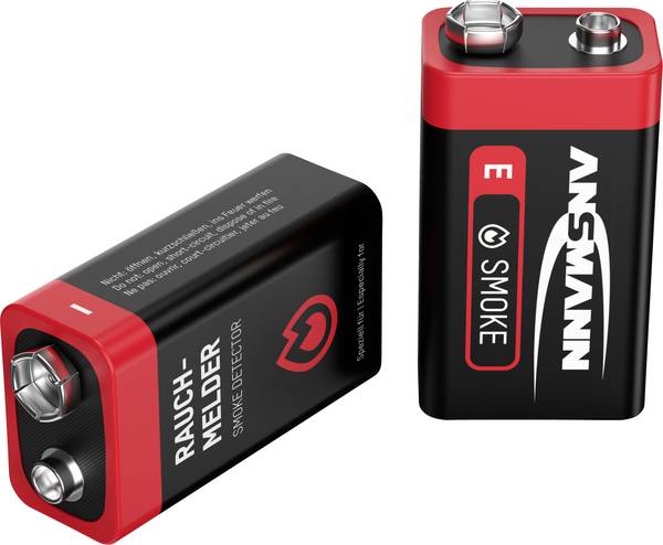 Ansmann Rauchmelderbatterie 9V batterij (blok) Alkaline 550 mAh 9 V 2 stuk(s)