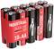 'Ansmann batterijpakket met 10 AA industriële alkalinebatterijen, rood-zwart design, geschikt voor duurzame energievoorziening.'