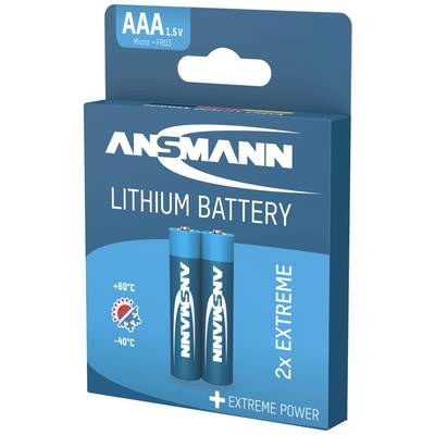 'Verpakking van Ansmann Lithium-batterijen AAA 1.5V, geschikt voor extreme temperaturen van -40°C tot +60°C, met "Extreme Power".'