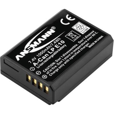 Accupack voor camera's, lithium-ionbatterij, 7,4V, 1000mAh, 7,4Wh. Opdruk: 'Niet kortsluiten of in vuur gooien'.