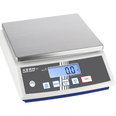 Elektronische weegschaal met digitaal display toont '0,0 g'. Toetsen: 'AAN/UIT', 'MENU', 'CAL', 'INSTELLEN', 'TARRA'. Maximale capaciteit 3 kg, nauwkeurigheid 1 g.