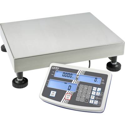 Digitale weegschaal met een groot roestvrijstalen weegplateau en een bedieningspaneel met display en verschillende bedieningsknoppen.