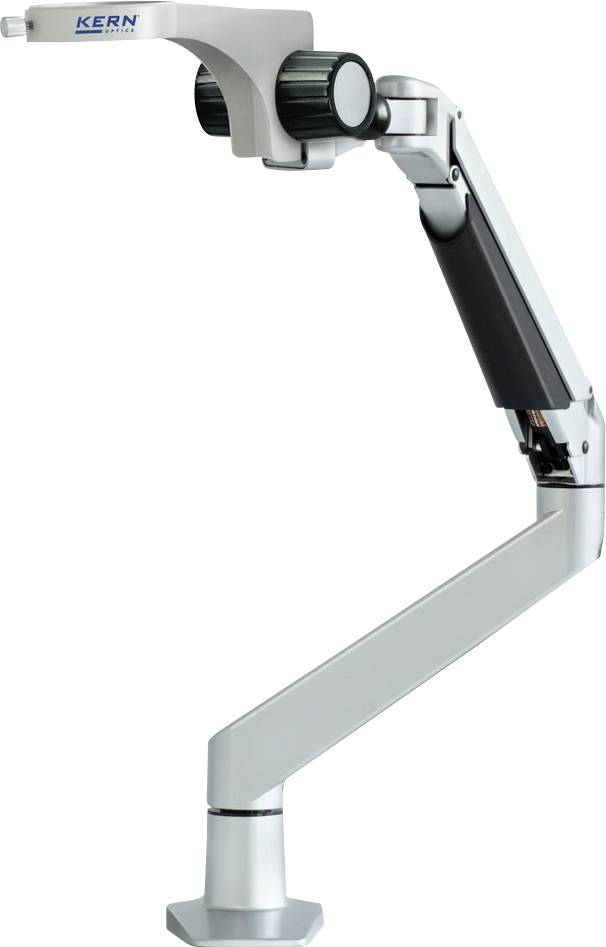 Microscoopstandaard met flexibele, verstelbare arm, geschikt voor nauwkeurige positionering en ergonomisch werken in een laboratoriumomgeving.