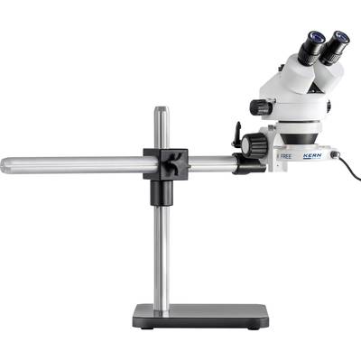 Microscoop met twee oculairs, gemonteerd op een stabief, verstelbaar statief, geschikt voor nauwkeurige laboratoriumonderzoeken.
