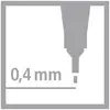 '0,4 mm' staat naast een grafische weergave van een penpunt die een dunne lijn trekt, en geeft de lijndikte aan.