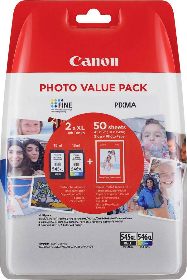 Canon Inktcartridge PG-545XL+CL-546XL Origineel Combipack Zwart, Kleur 8286B006