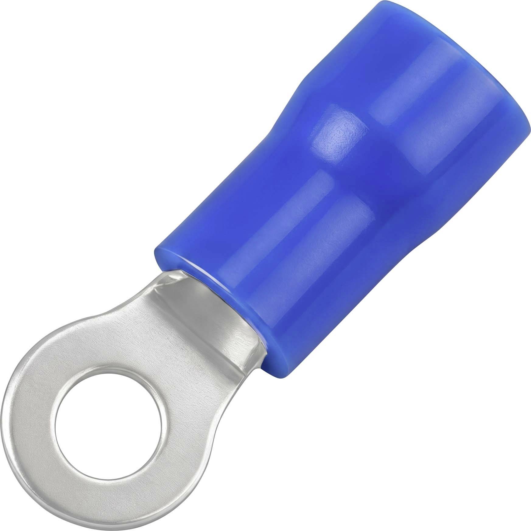 TRU COMPONENTS 746087 Ringkabelschoen Dwarsdoorsnede (max.): 2.50 mm² Schachtdiameter: 3.2 mm Deels geïsoleerd Blauw 100 stuk(s)