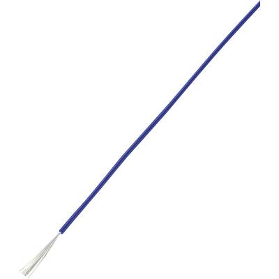 Een blauw geïsoleerd elektriciteitssnoer met blootliggende koperen draden aan het uiteinde.