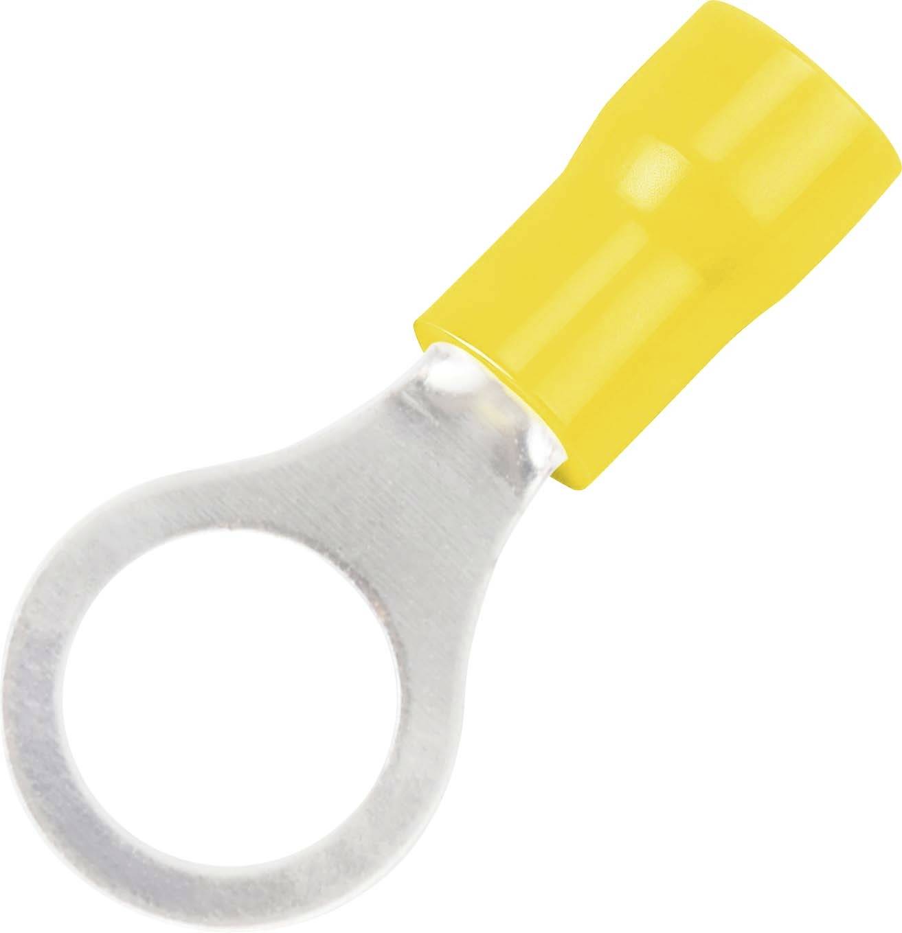 TRU COMPONENTS 738406 Ringkabelschoen Dwarsdoorsnede (max.): 6 mm² Schachtdiameter: 10.5 mm Deels geïsoleerd Geel 50 stuk(s)