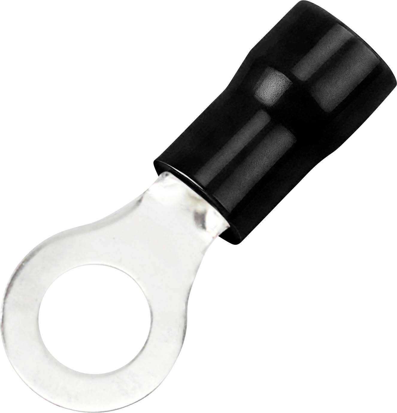 TRU COMPONENTS 738323 Ringkabelschoen Dwarsdoorsnede (max.): 4 mm² Schachtdiameter: 6.4 mm Deels geïsoleerd Zwart 50 stuk(s)