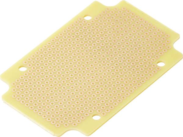 TRU COMPONENTS  Experimenteer printplaat  Hardpapier (l x b) 80 mm x 52 mm 35 µm Rastermaat 2.54 mm Inhoud 1 stuk(s)