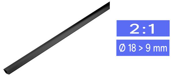 TRU COMPONENTS 1225411 Krimpkous zonder lijm Zwart 19 mm 9 mm Krimpverhouding:2:1 per meter