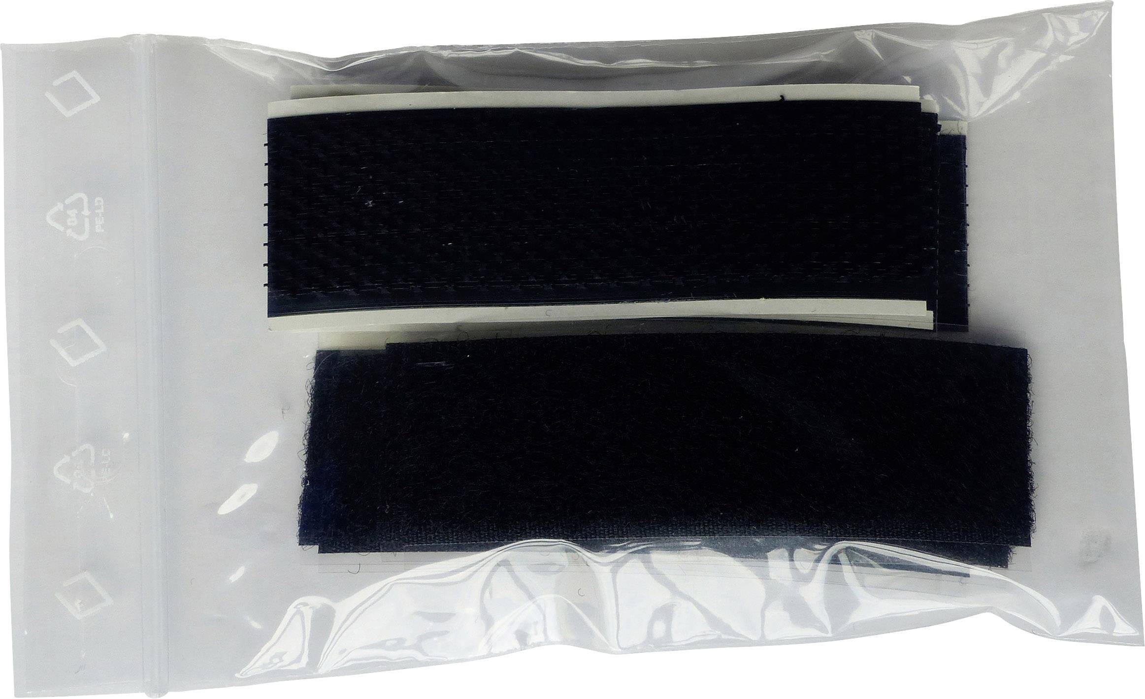 Zwarte klitbanden verpakt in een transparante plastic zak.