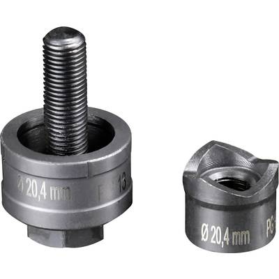 Twee metalen boorbitjes: Links een groter bitje met schroefdraad, rechts een kleiner bitje. Beide met opschrift 'Ø 20,4 mm'.