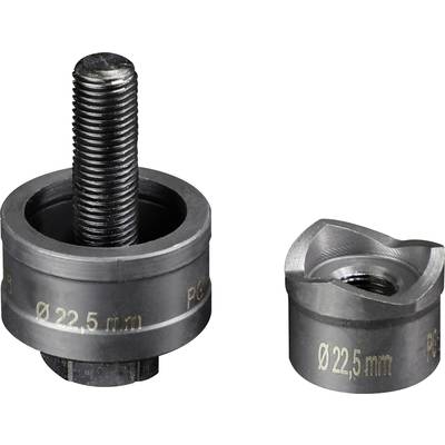 Twee metalen gereedschappen, één met schroefdraad, allebei gegraveerd met 'Ø 22,5 mm'. Gereedschappen voor de bewerking van materialen of componenten.
