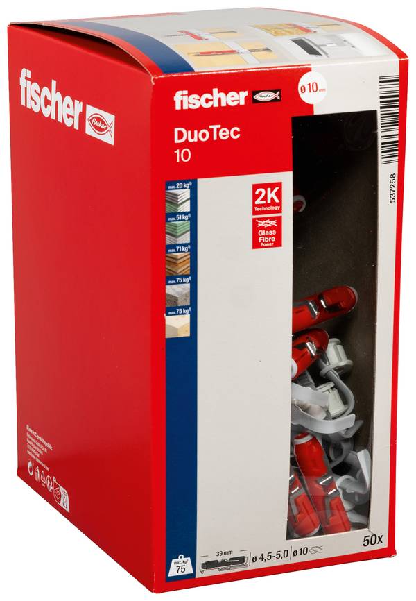 Fischer 537258 DUOTEC 10 Tuimelplug 47 mm 10 mm 50 stuk(s)