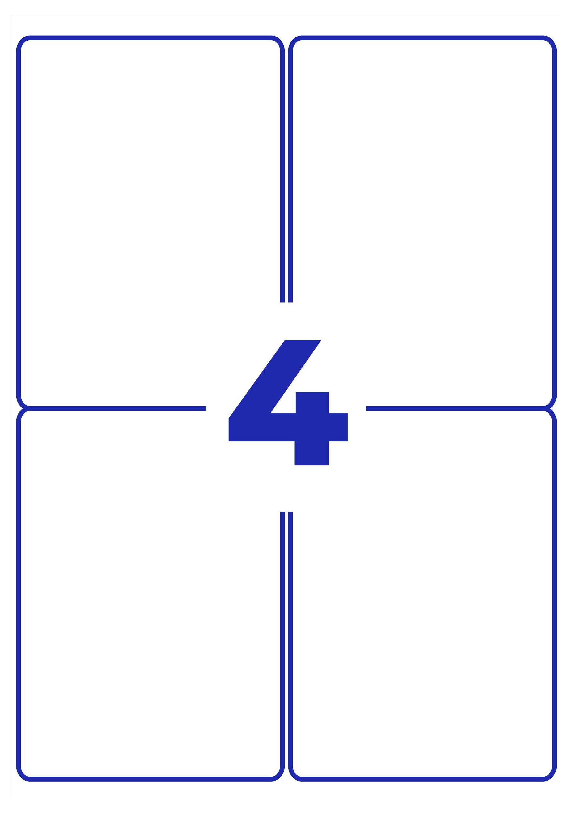 Witte tegel met blauwe rand, in het midden het grote getal '4' in kruisvormige indeling.