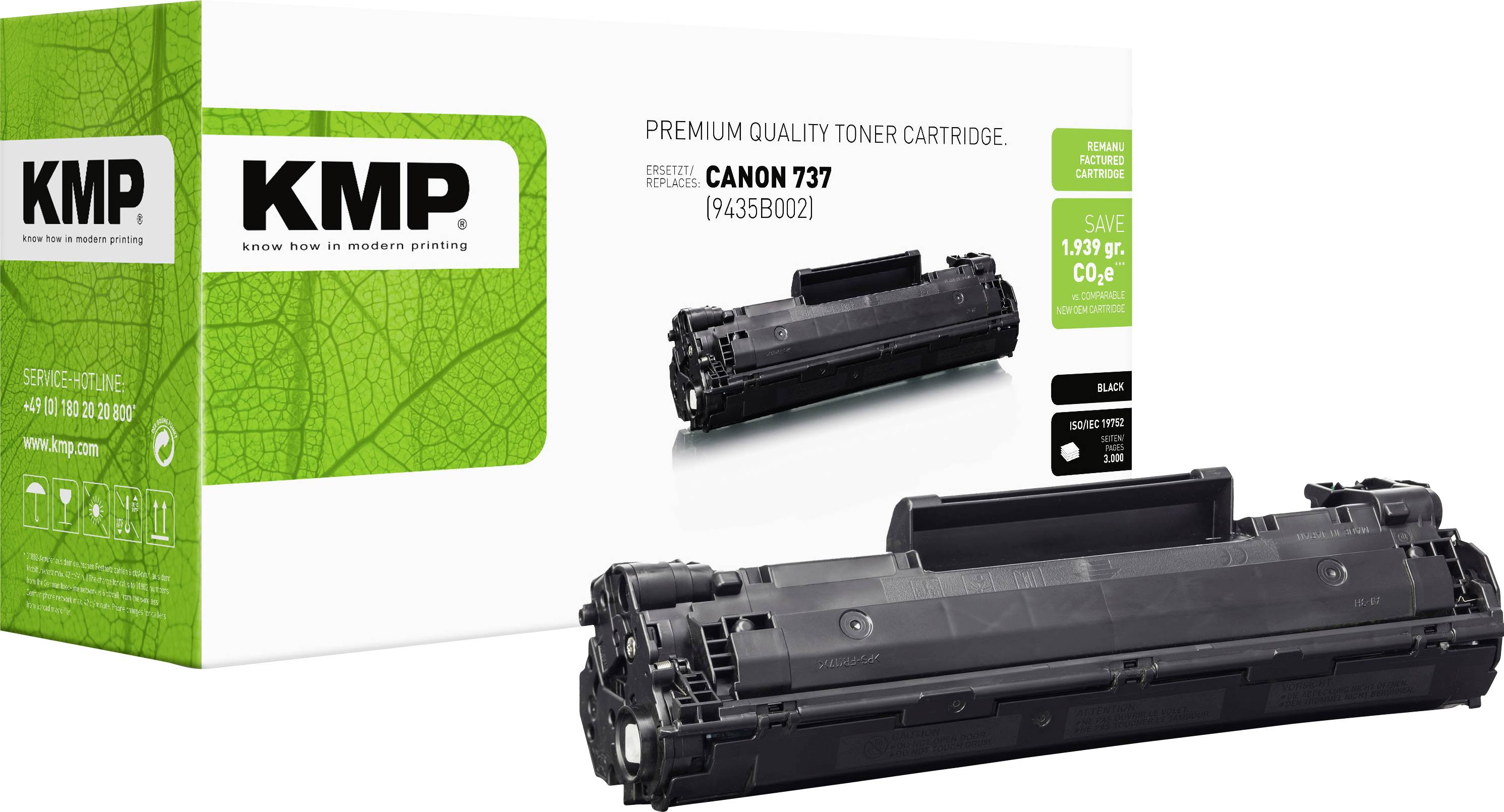 KMP Toner vervangt Canon 737 Compatibel Zwart 3000 bladzijden C-T38 3602,0000