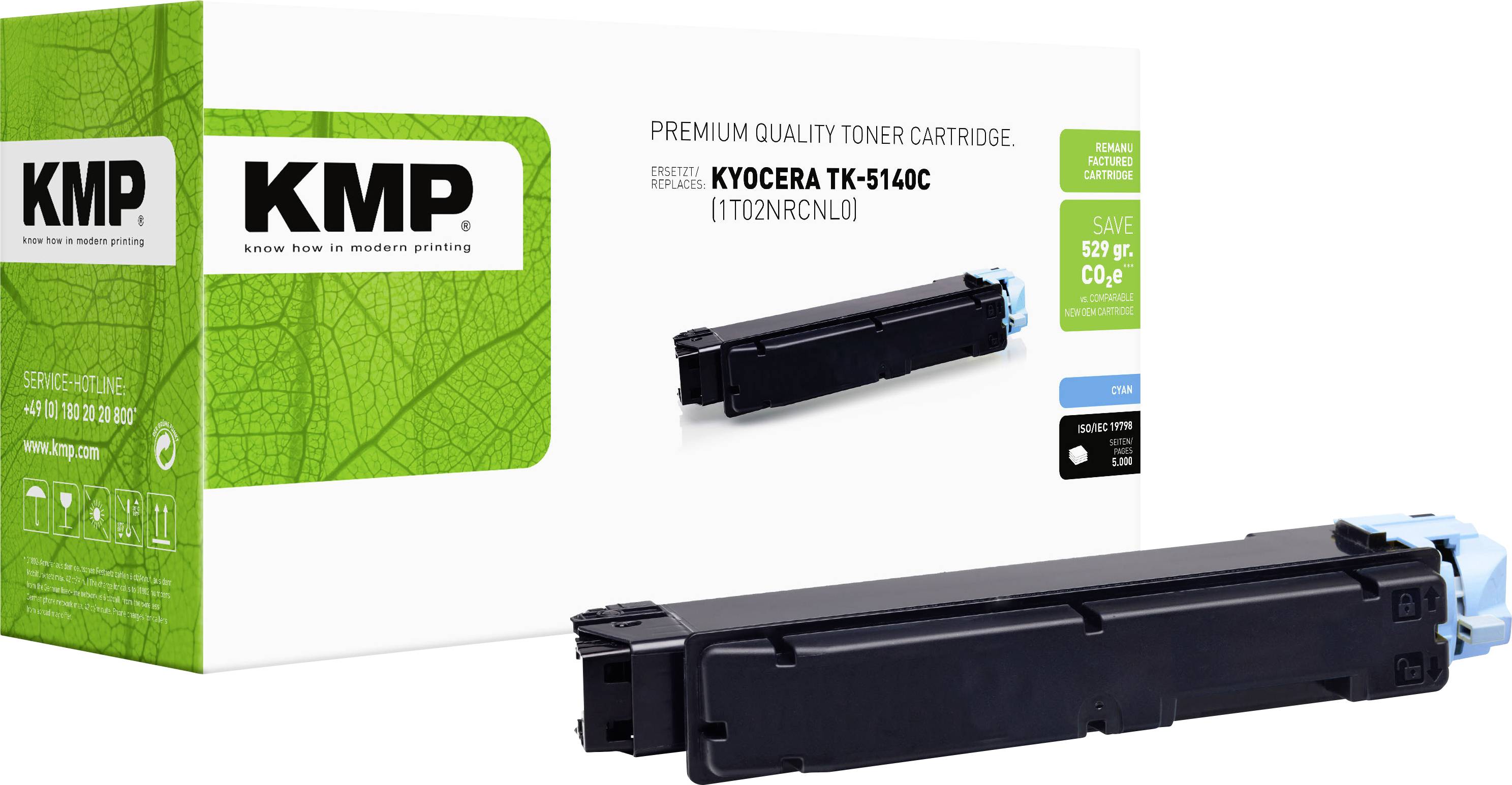 KMP Toner vervangt Kyocera TK-5140C Compatibel Cyaan 5000 bladzijden K-T75C 2910,0003