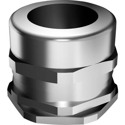 Metalen cilinder met omlopende groeven en gepolijst oppervlak.